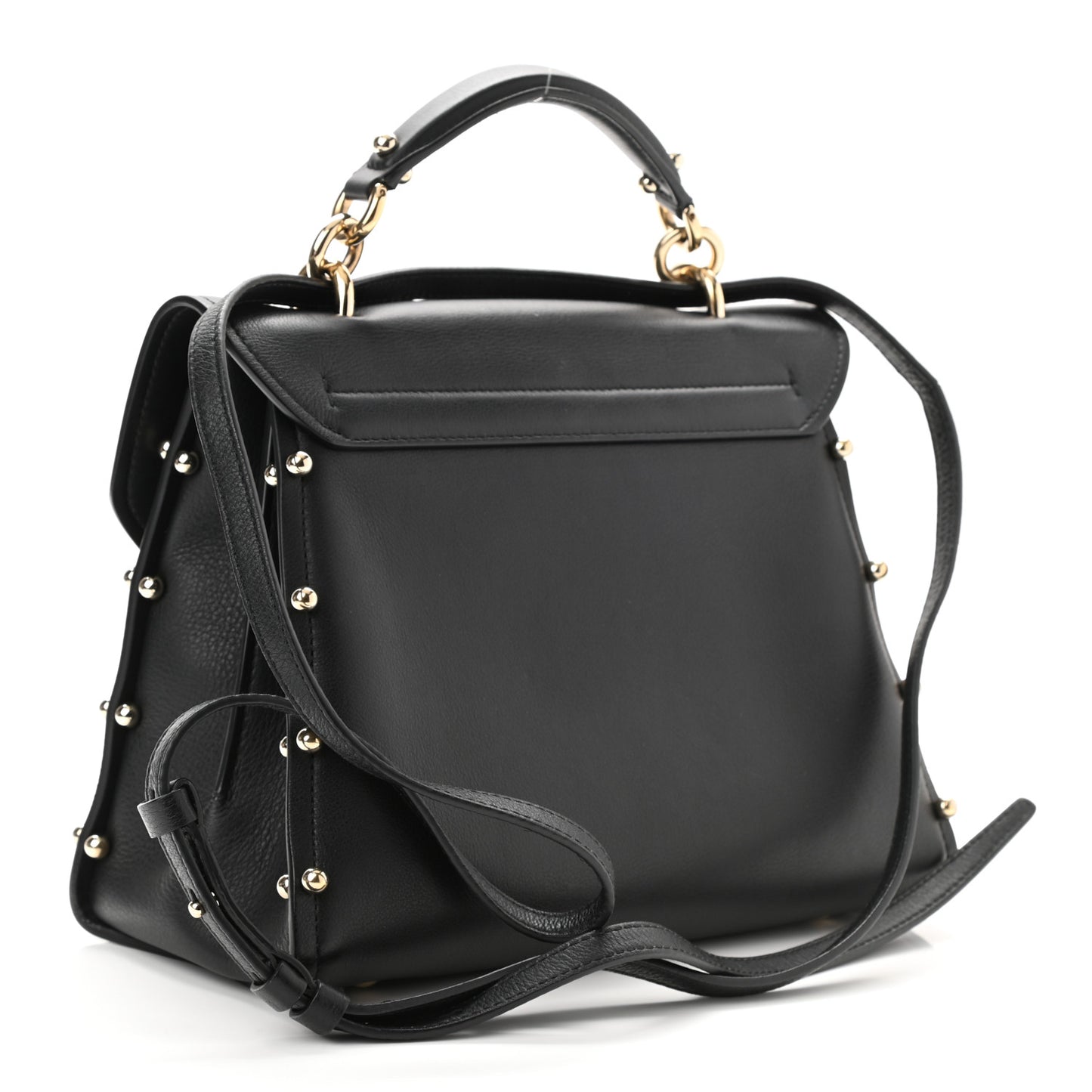 Calfskin Studded Margot Top Handle Satchel Black