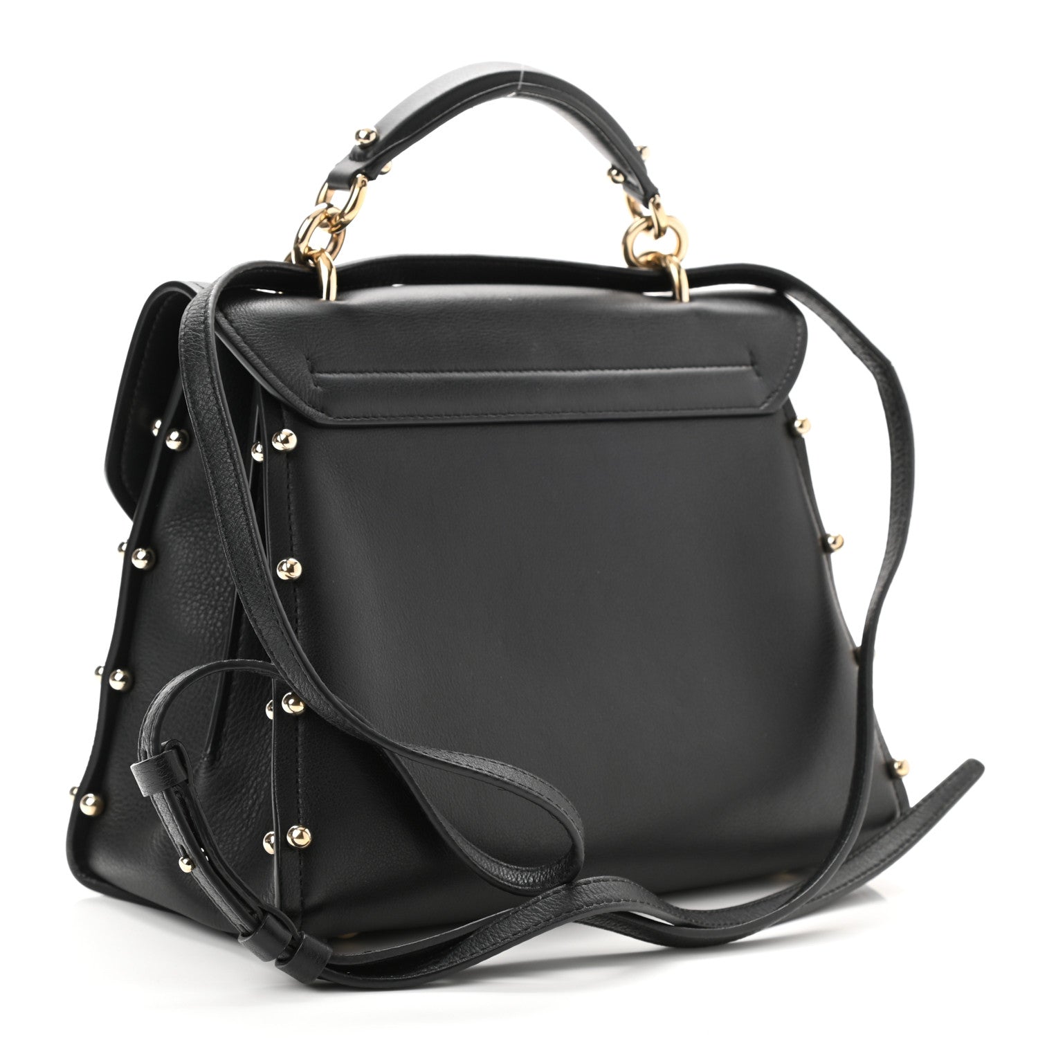 Salvatore Ferragamo Calfskin Studded Margot Top Handle Satchel Black 2 of 10