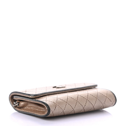 Chanel Metallic Calfskin Diamond Stitched Key Holder Case Gold Silver 4 of 9