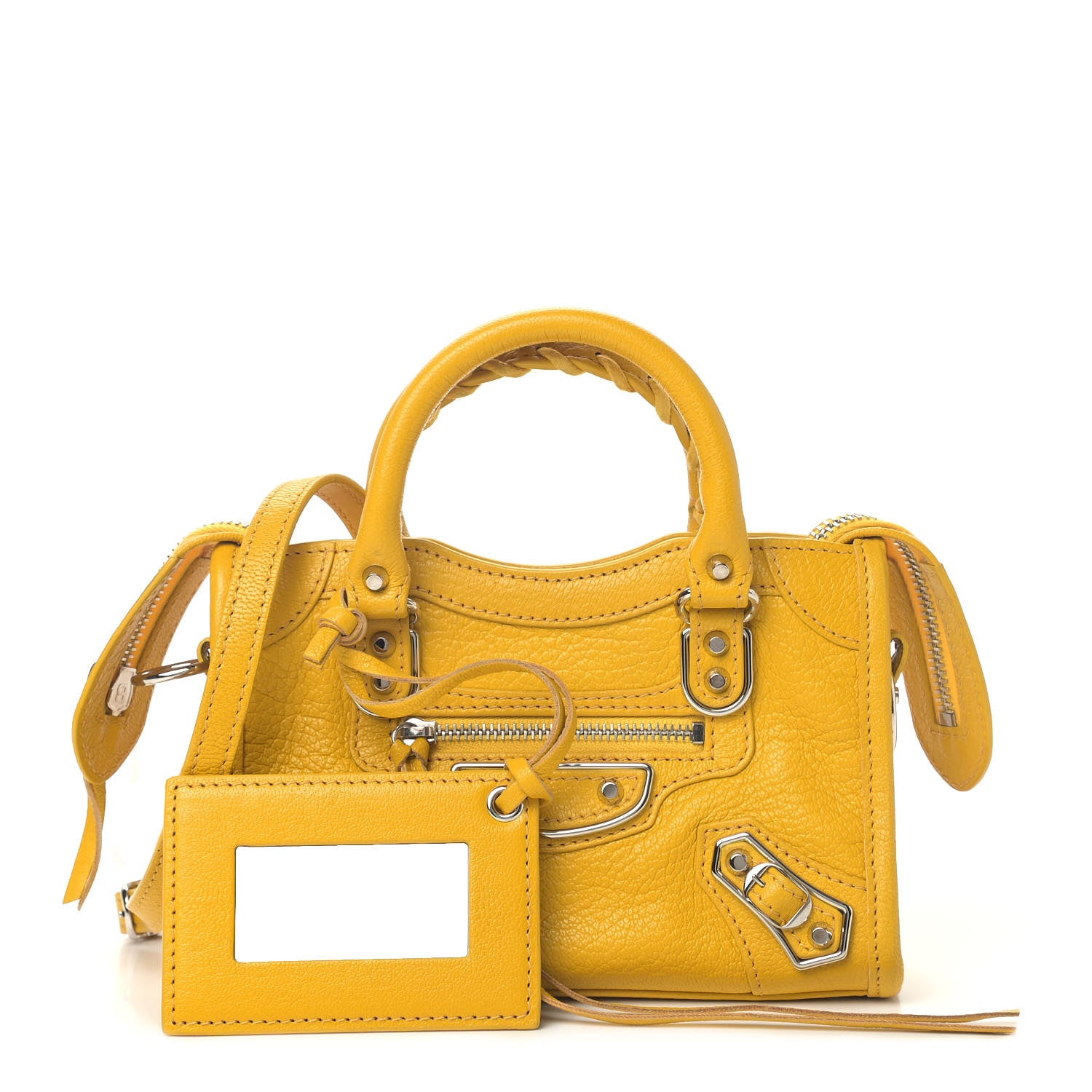 Balenciaga Chevre Silver Metallic Edge Hardware Nano City Jaune Epi 1 of 5