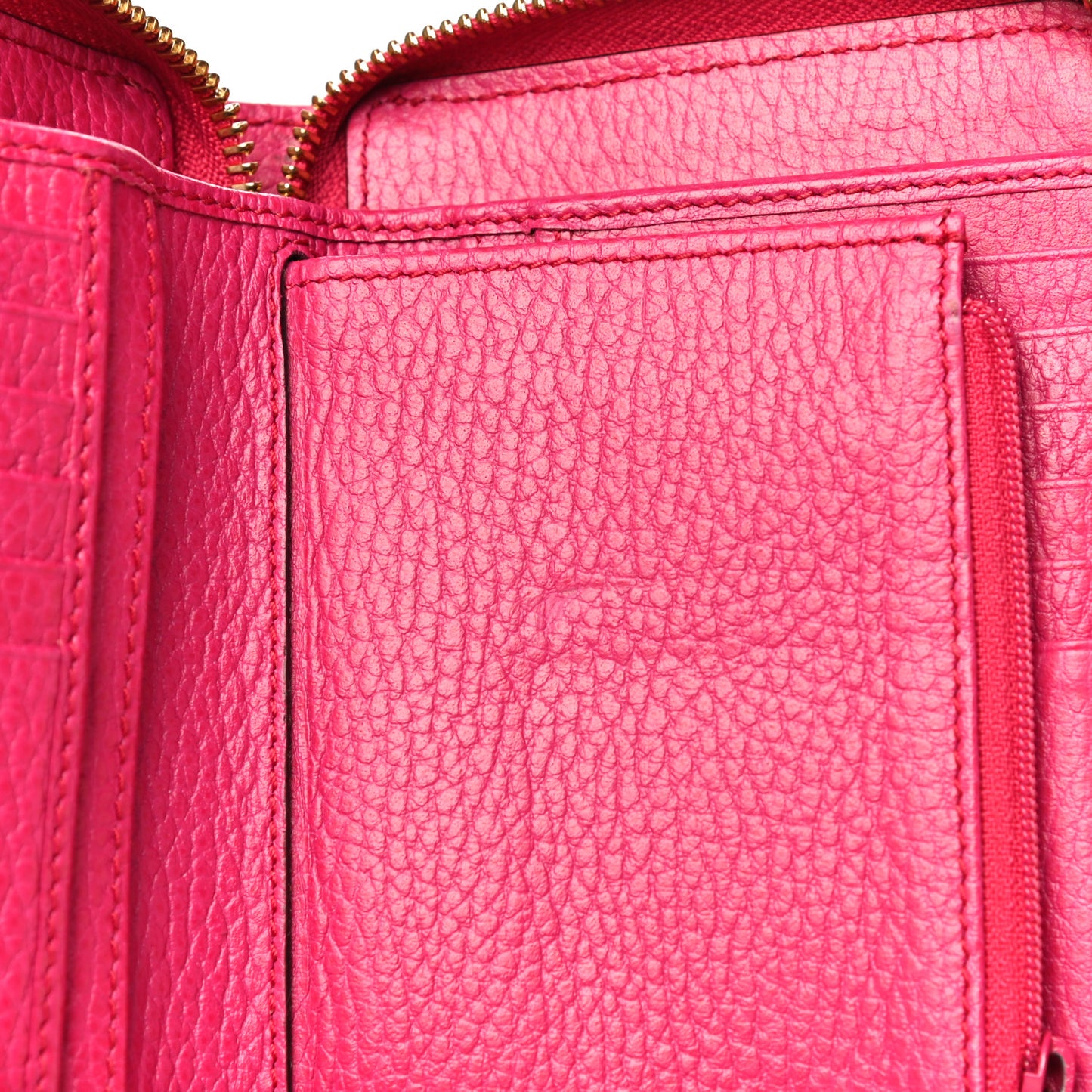 Pebbled Calfskin Zip Around Wallet Pink