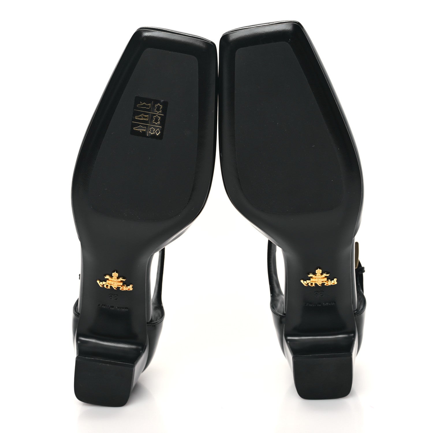 Prada Patent Triangle Squared Toe 35mm Pumps 38 Black 5 of 8