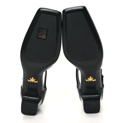 Prada Patent Triangle Squared Toe 35mm Pumps 38 Black 5 of 8