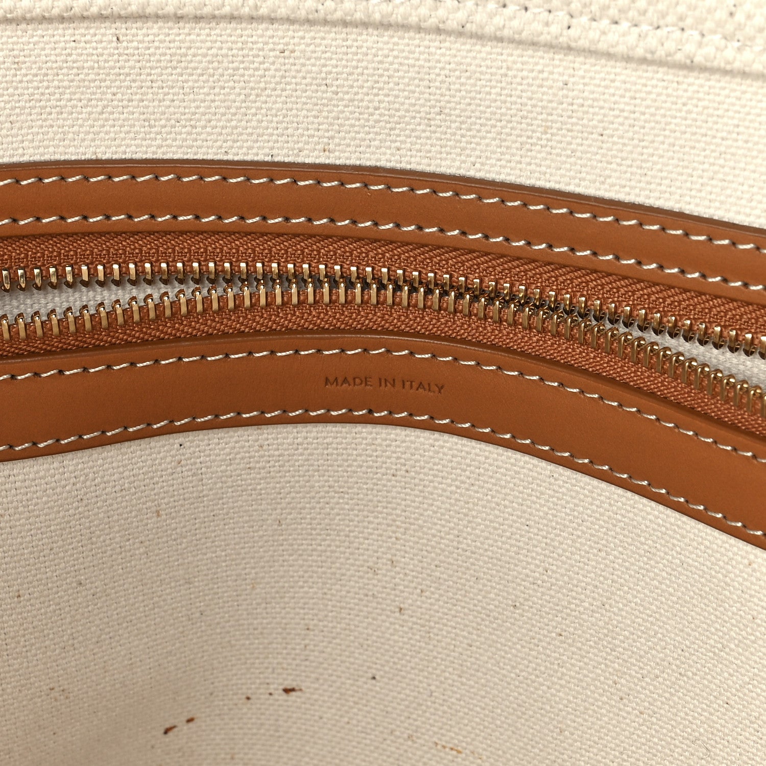 Celine Canvas Calfskin Horizontal Cabas Natural Tan 5 of 12