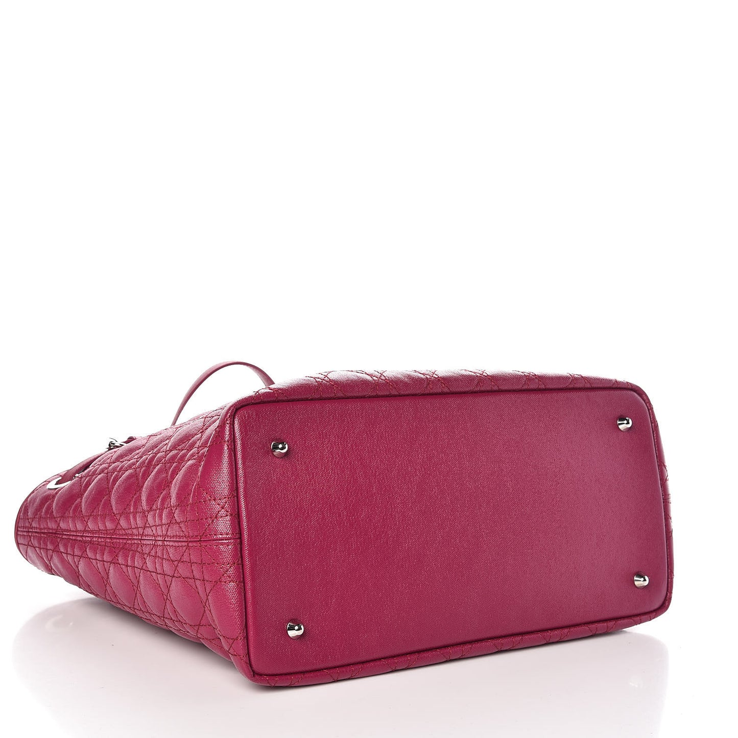 Coated Canvas Cannage Medium Panarea Tote Raspberry