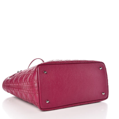 Christian Dior Coated Canvas Cannage Medium Panarea Tote Raspberry 4 of 7