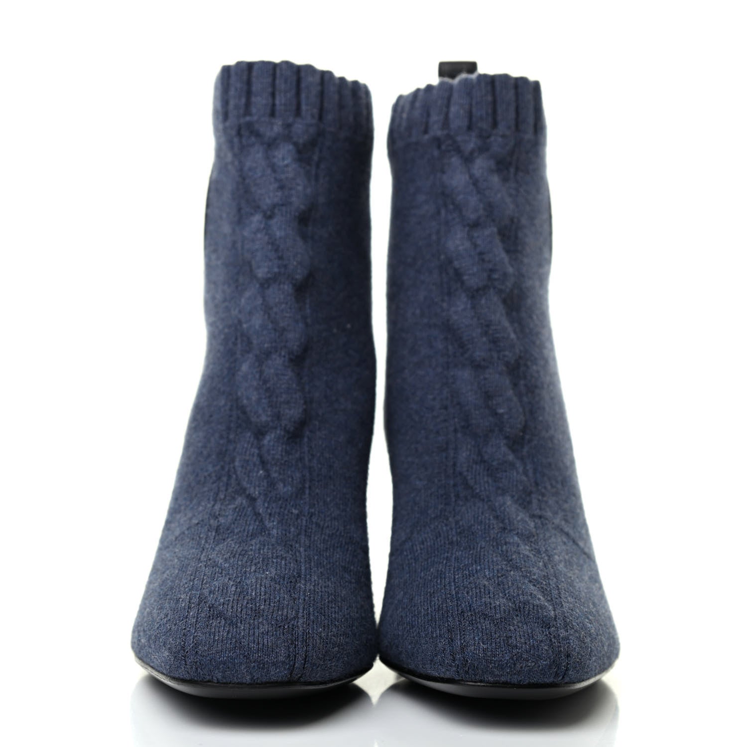 Hermes Knit Calfskin Volver Ankle Boots 37 Bleu Fonce 2 of 4