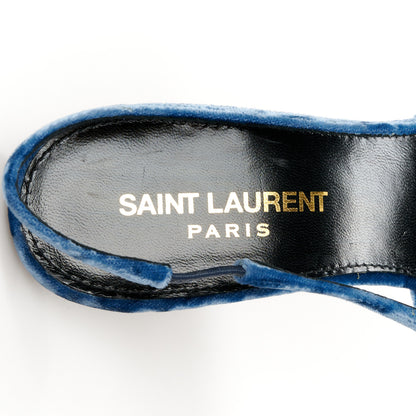 Saint Laurent Velvet Tom 90 Dream Slingback Pumps 36.5 Denim 7 of 10