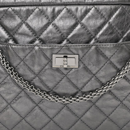 Chanel Metallic Aged Calfskin Quilted Large Reissue Camera Case Silver 8 of 12