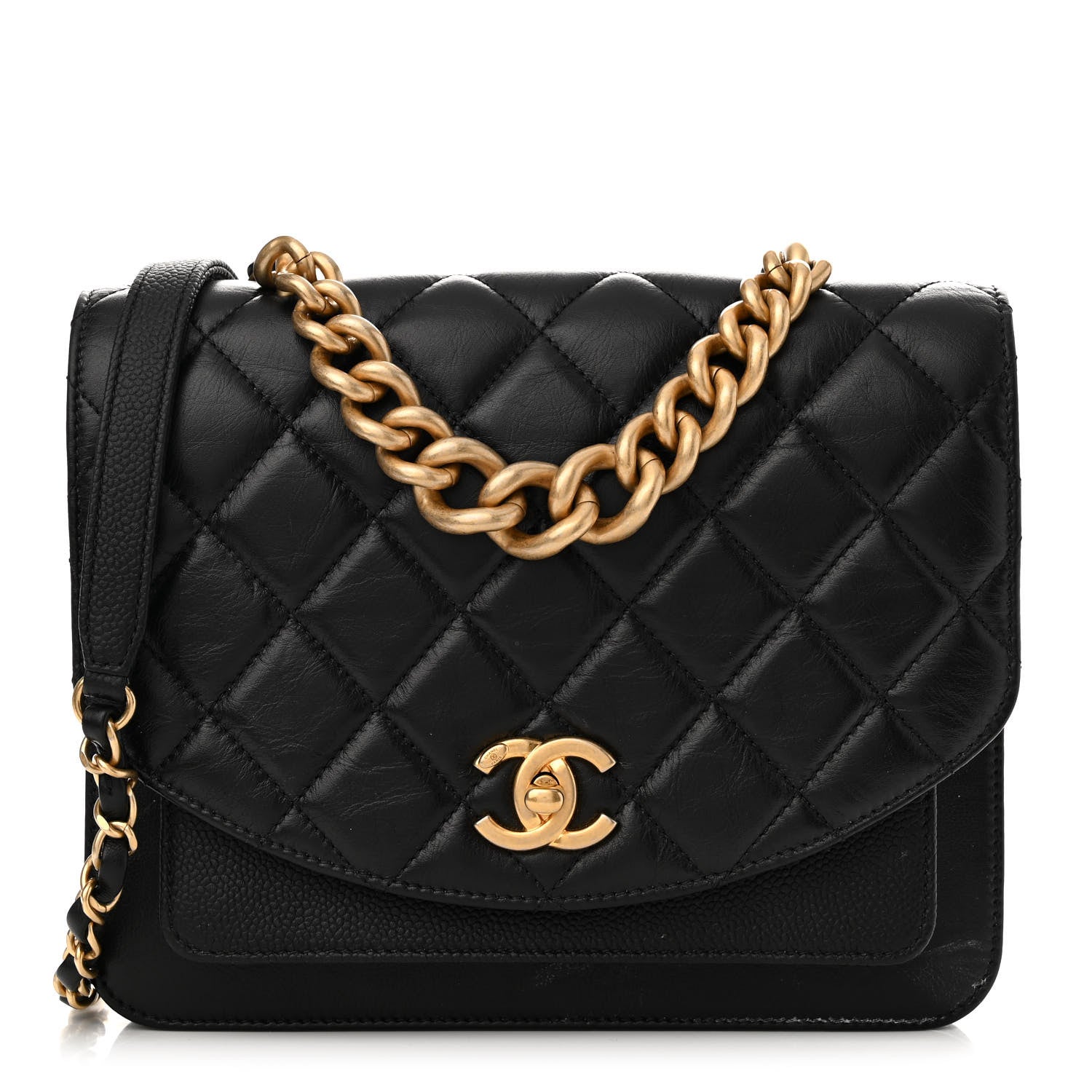 Chanel Calfskin Caviar Quilted Chain Handle Flap Black 1 of 14