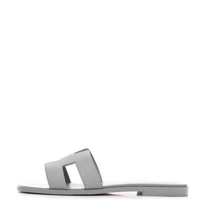 Hermes Epsom Oran Sandals 37 Bleu Glacier 1 of 4