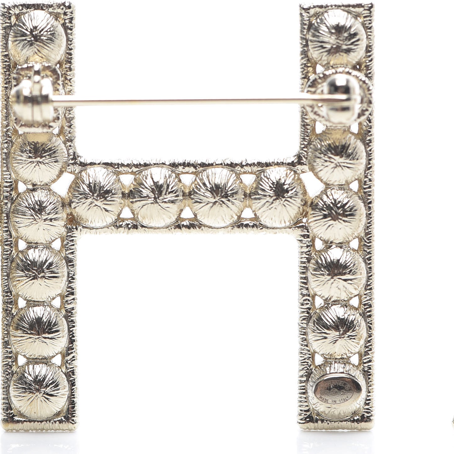 Crystal Cha-Nel Logo Brooch Set Gold