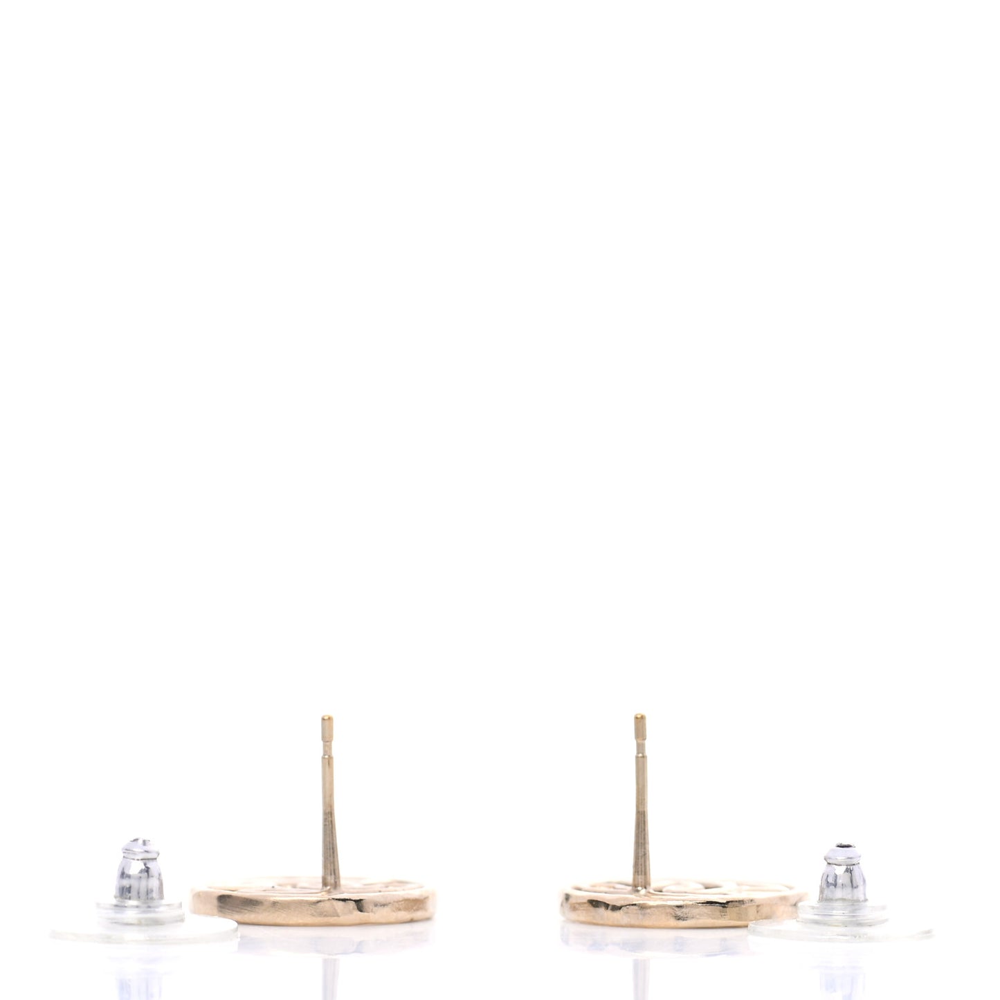 Metal CC Round Earrings Gold