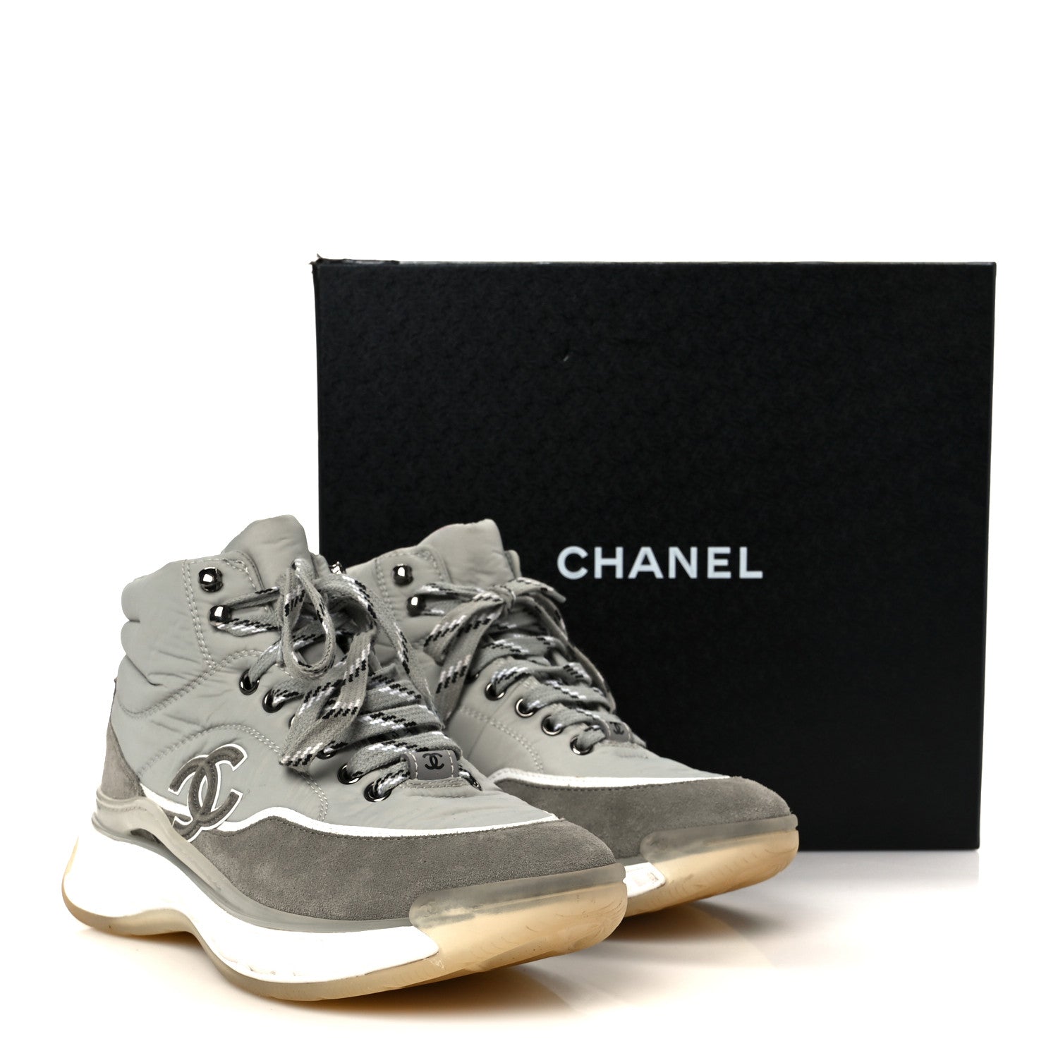 Chanel Fabric Suede Womens CC Sneakers 39 Grey 11 of 11