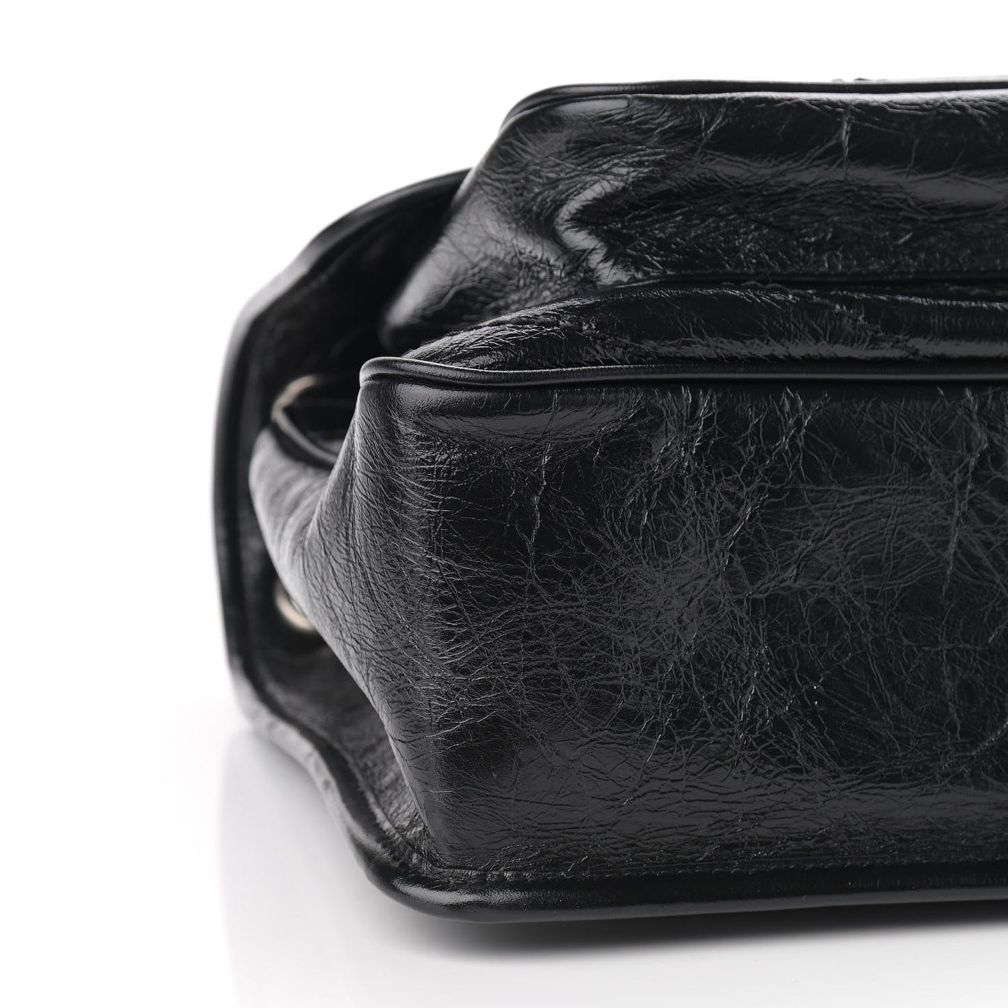 Crinkled Calfskin Matelasse Monogram Large Niki Chain Satchel Black