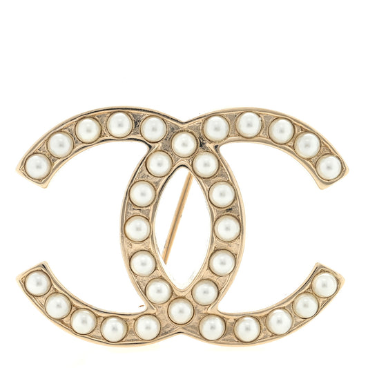 Pearl CC Mini Brooch Gold