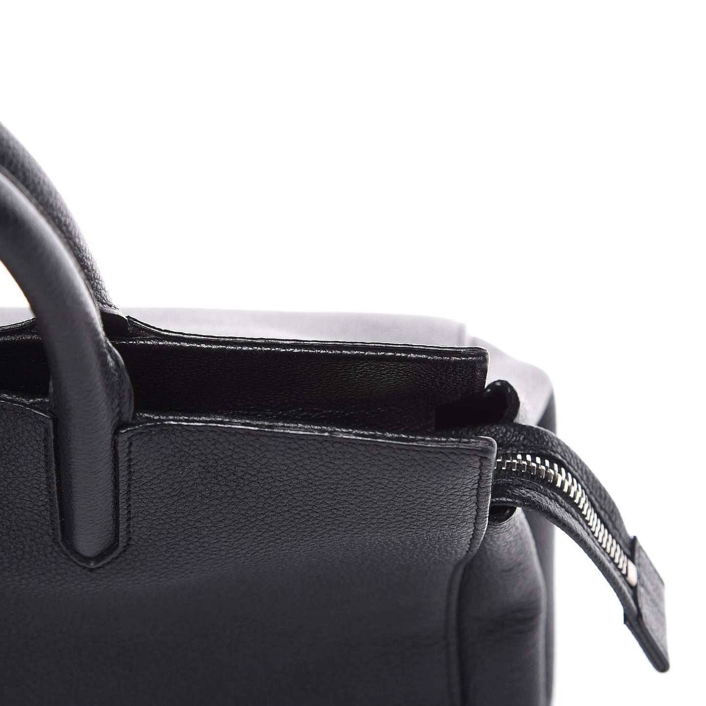 Grained Calfskin Small Cabas Rive Gauche Black