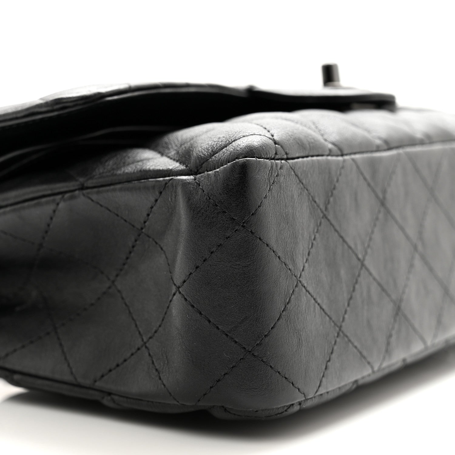 Chanel Crumpled Calfskin Quilted Medium Double Flap So Black 9 of 16