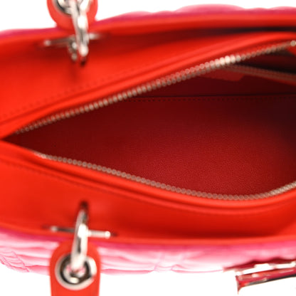 Christian Dior Lambskin Cannage Tri-Color Medium Lady Dior Orange Riviera Fuchsia Cosmopolitan Lipstick Natural 4 of 10
