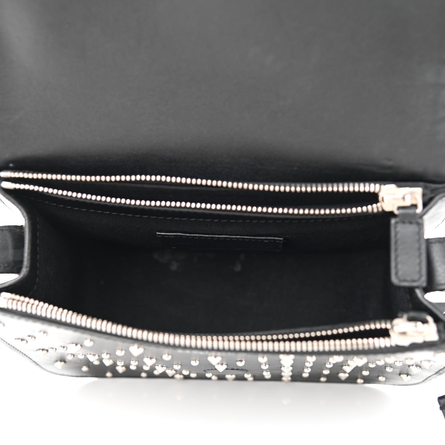 Calfskin Studded Small Padlock Crossbody Bag Black
