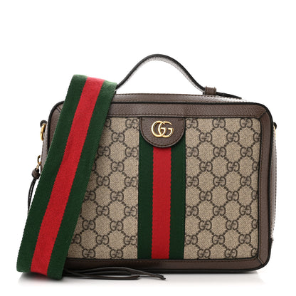 Gucci GG Supreme Monogram Web Small Ophidia Top Handle Shoulder Bag Brown 1 of 14