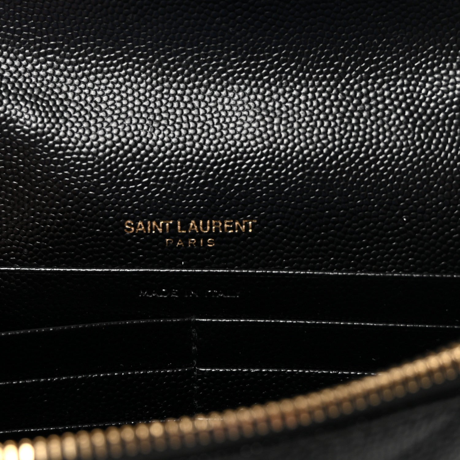 Saint Laurent Grain De Poudre Matelasse Chevron Monogram Envelope Chain Wallet Black 6 of 10
