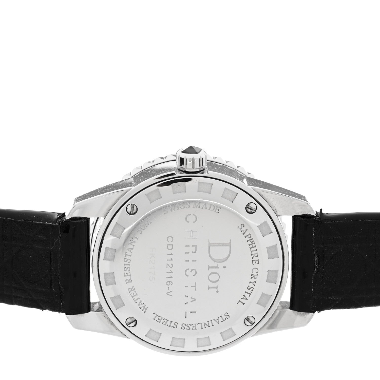 Christian Dior Stainless Steel Patent Diamond Sapphire 28mm Christal Quartz Watch Black 4 of 7
