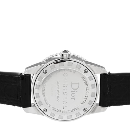 Christian Dior Stainless Steel Patent Diamond Sapphire 28mm Christal Quartz Watch Black 4 of 7