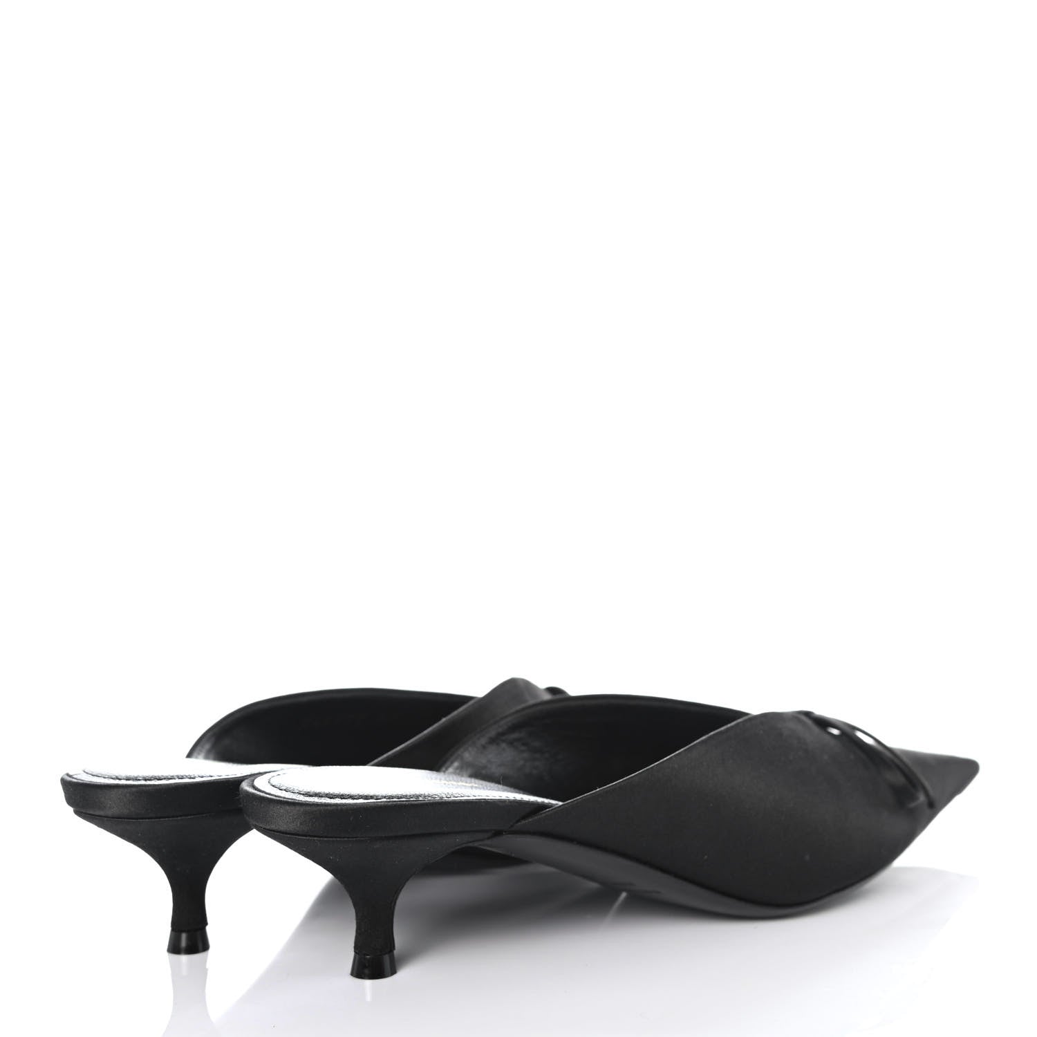 Balenciaga Satin Pointed Toe Knife 40mm Mules 38 Black 3 of 4