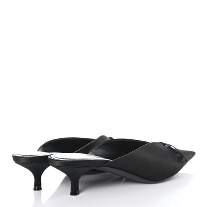 Balenciaga Satin Pointed Toe Knife 40mm Mules 38 Black 3 of 4
