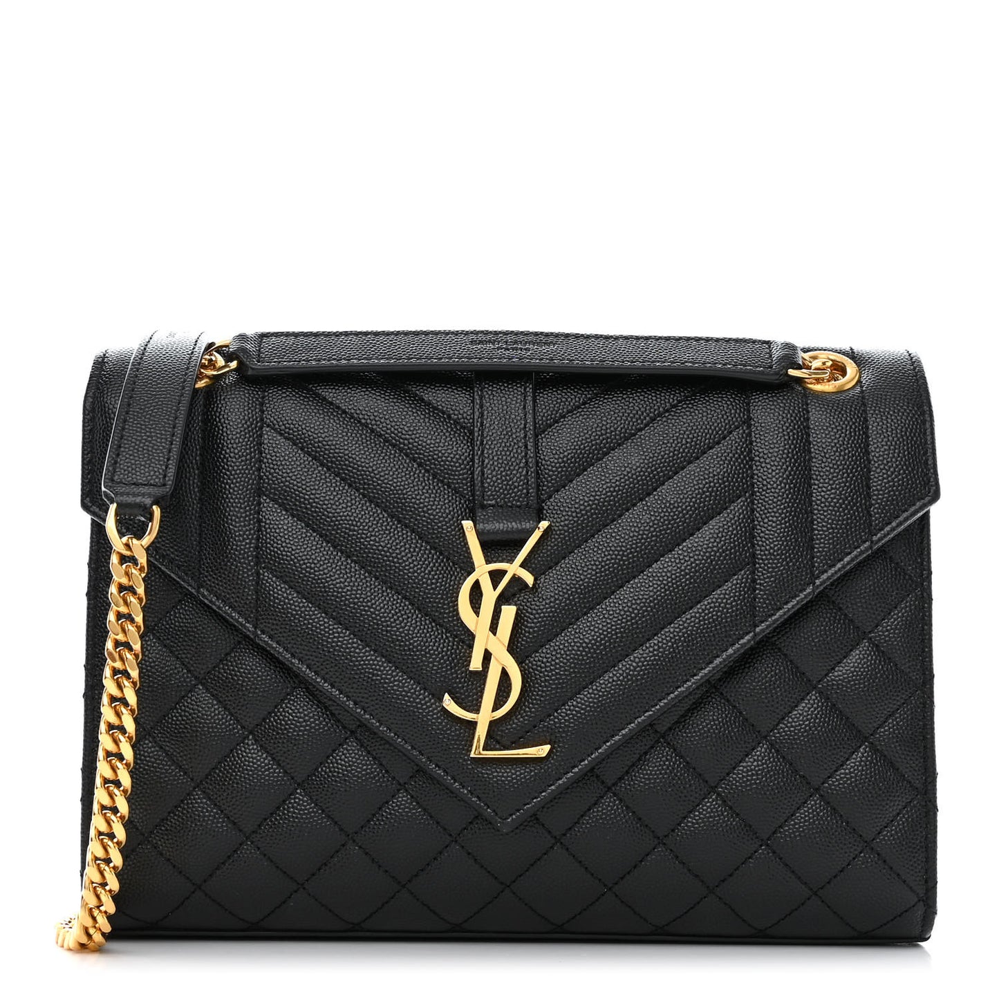 Grain De Poudre Textured Mixed Matelasse Triquilt Medium Monogram Satchel Black