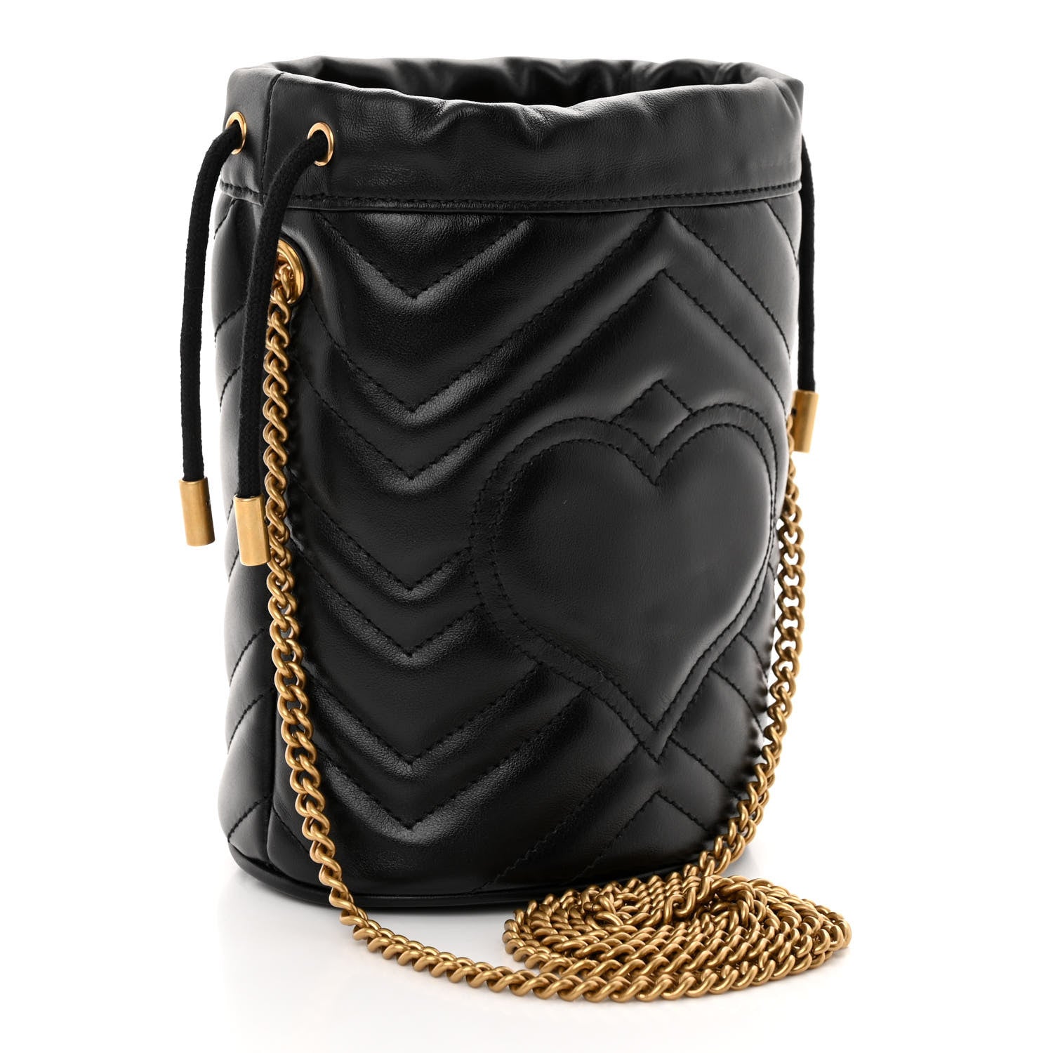 Gucci Calfskin Matelasse Mini GG Marmont 2.0 Bucket Bag Black 3 of 10