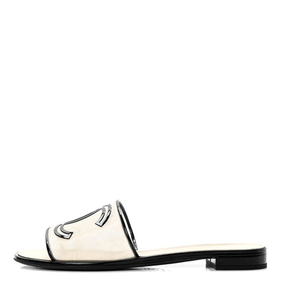 Chanel Mesh Patent Calfskin CC Sandal Mule 41 Beige Black 1 of 11