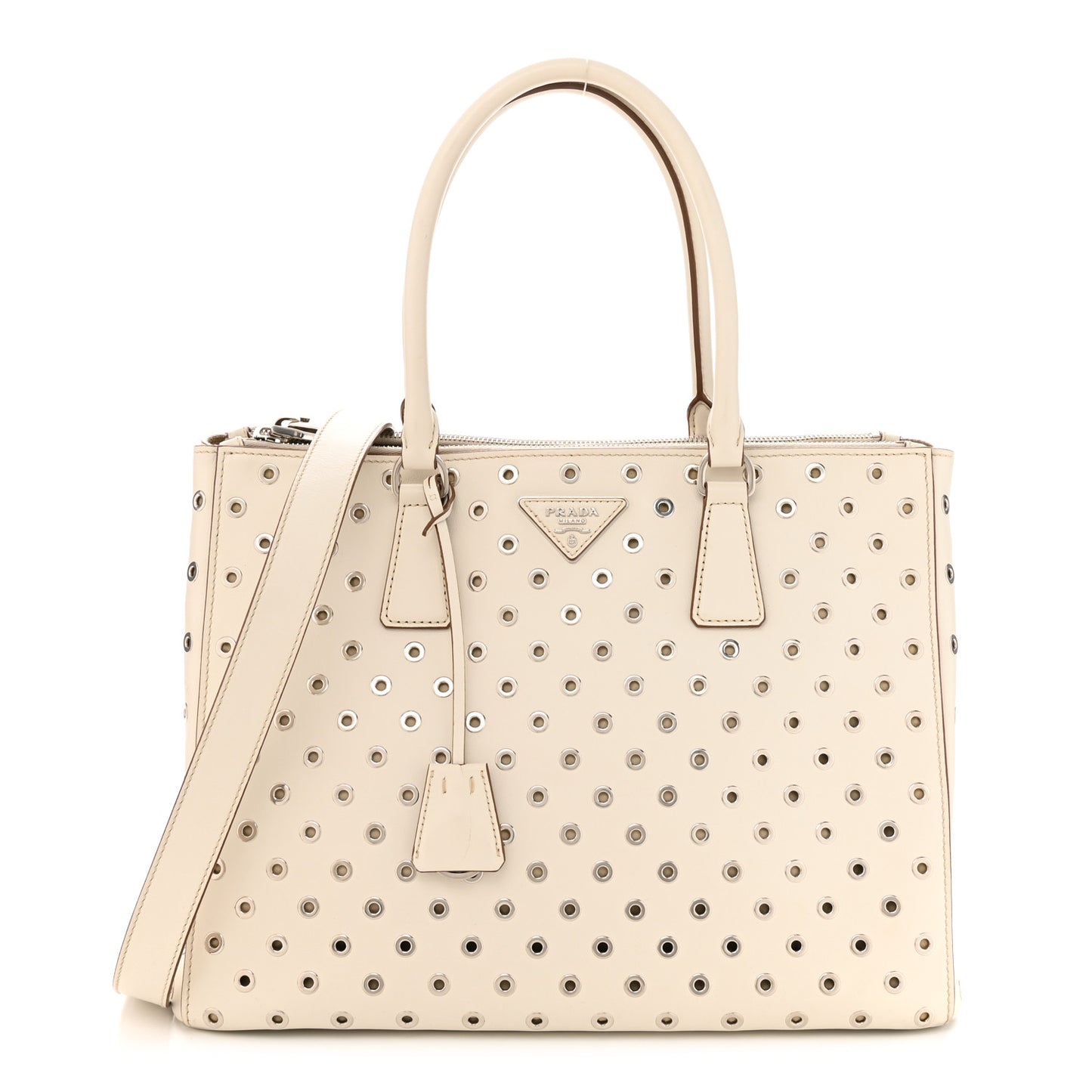 City Calf Grommet Large Double Zip Tote Talco