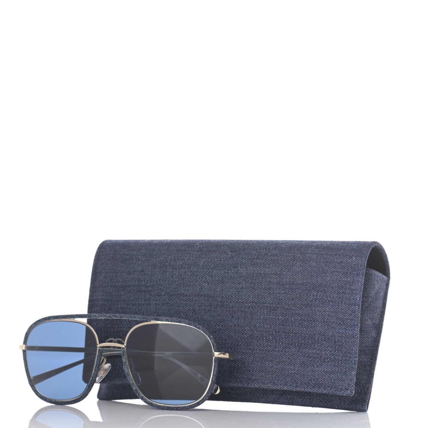 Metal Denim Pilot Sunglasses 4249-J Gold Dark Blue