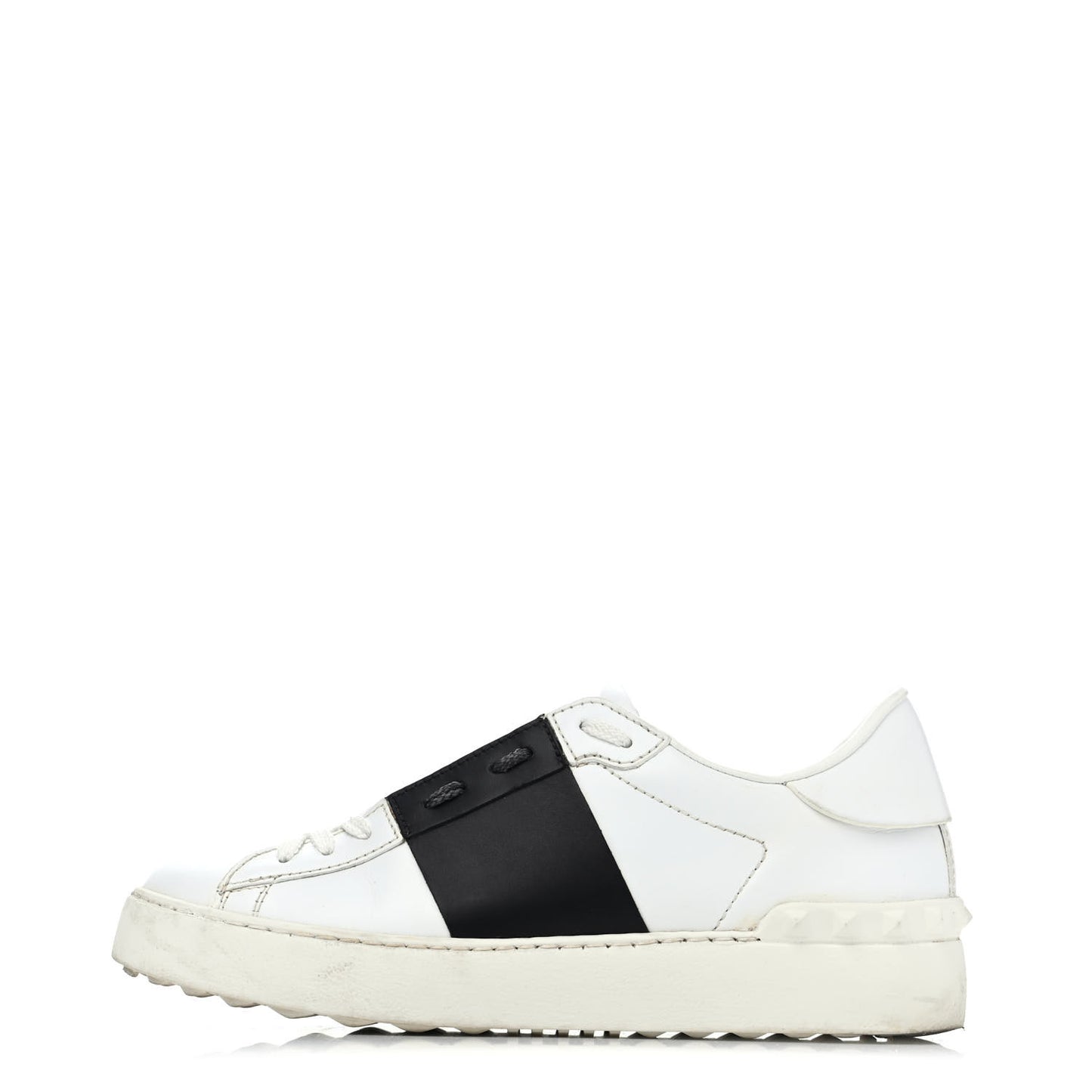 Calfskin Rockstud Open Sneakers 35 White Black