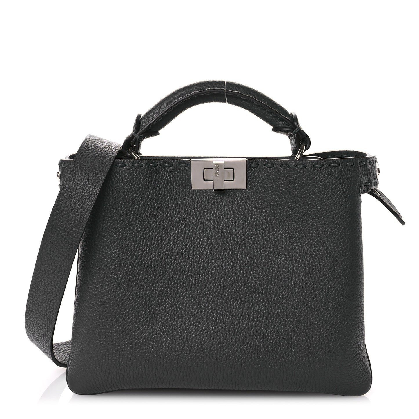 Cuoio Romano Selleria Macro Stitchings Small Peekaboo Carbon Asfalto