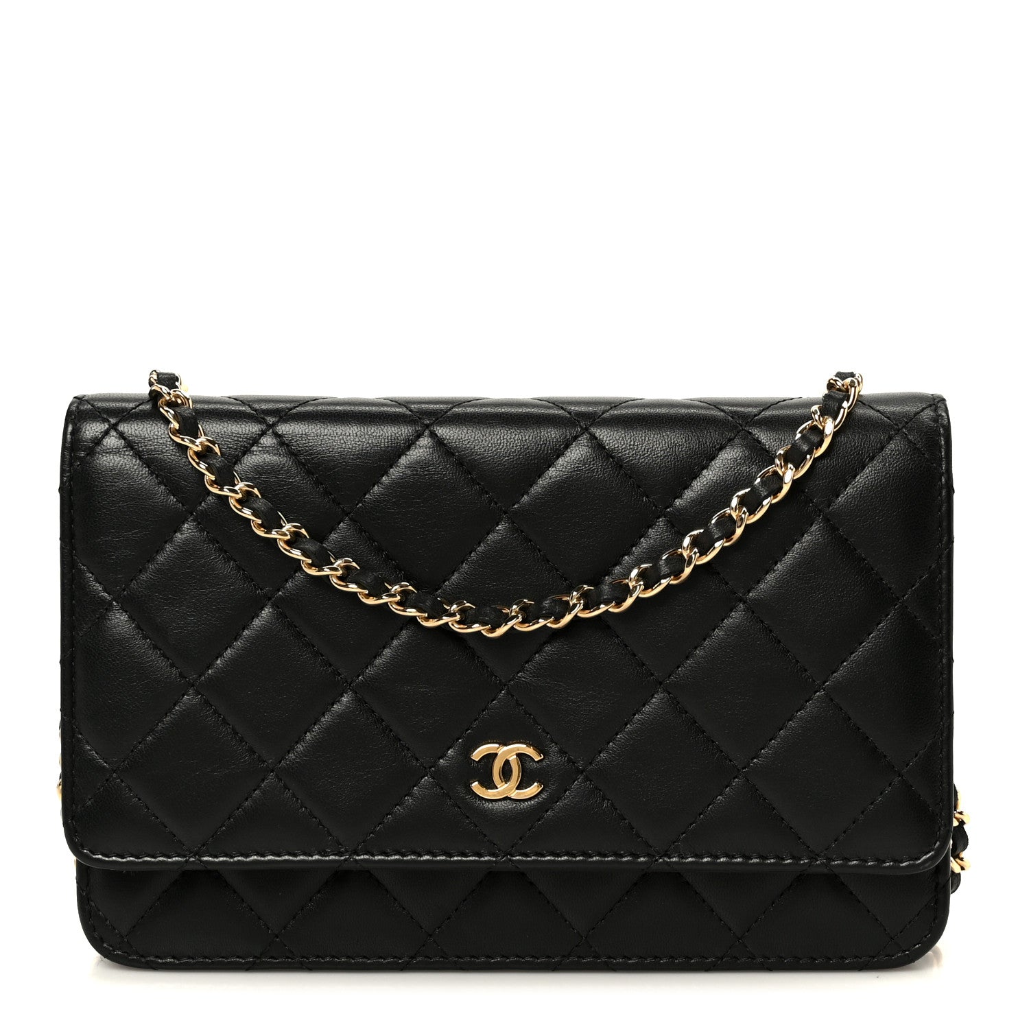 Chanel Lambskin Quilted Wallet On Chain WOC Black 1 of 13