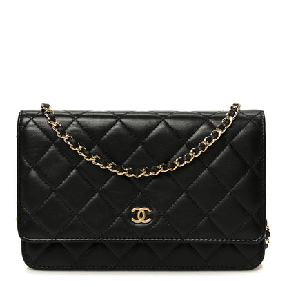 Chanel Lambskin Quilted Wallet On Chain WOC Black 1 of 13