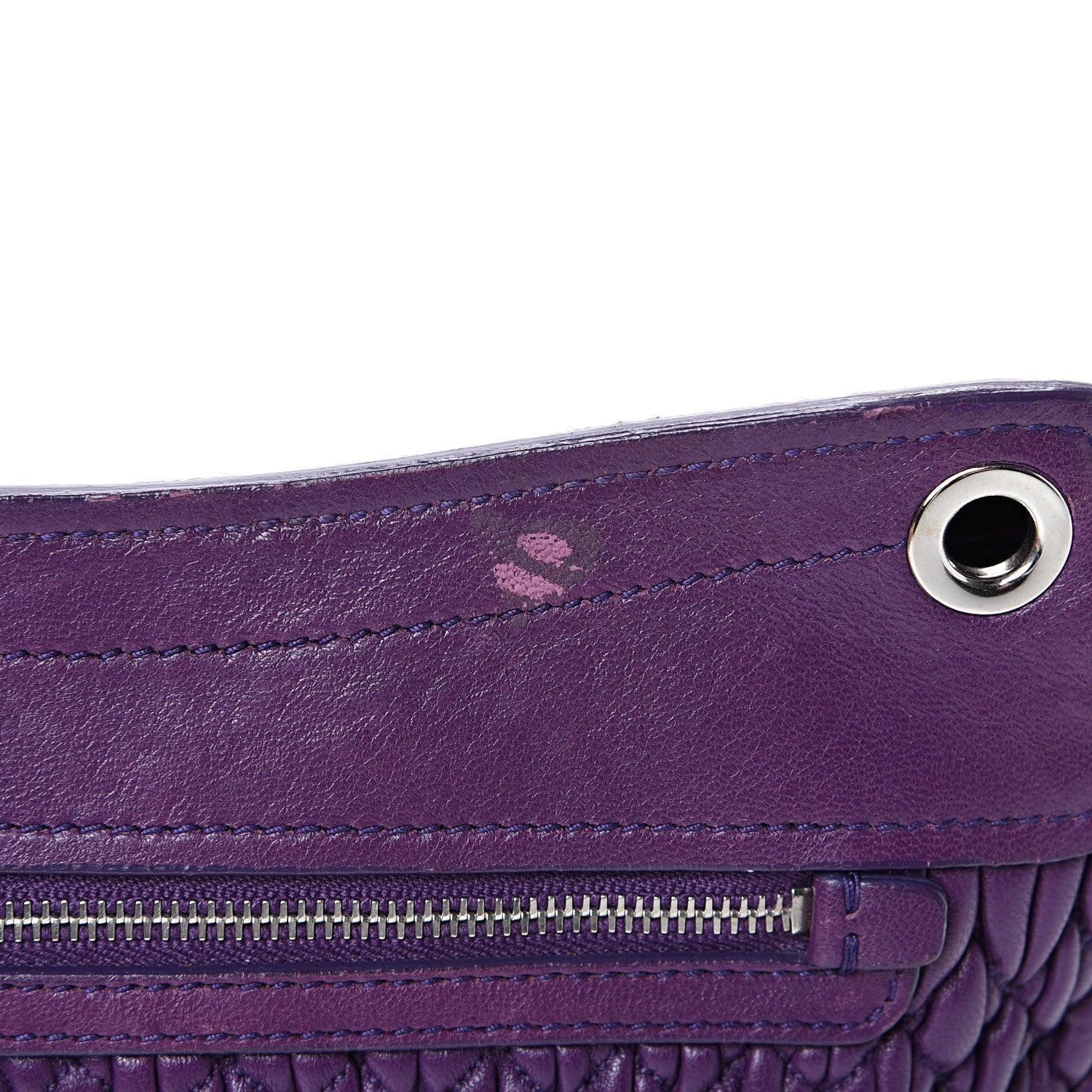 Miu Miu Nappa Matelasse Crystal Flap Clutch Ciclamino 9 of 11
