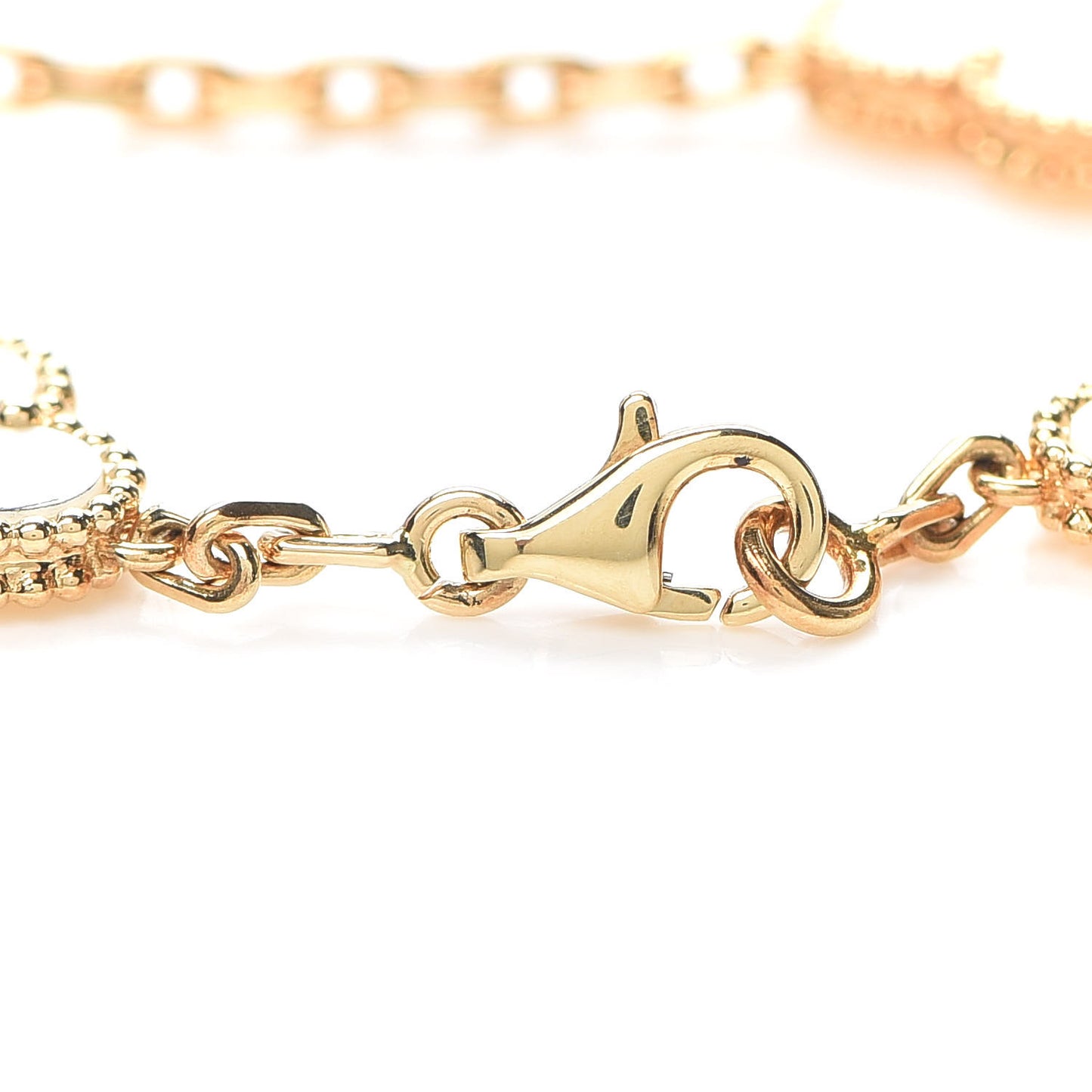 18K Yellow Gold Mother of Pearl 5 Motifs Vintage Alhambra Bracelet