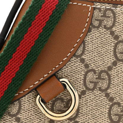 Gucci GG Supreme Monogram Textured Calfskin Small Emblem Shoulder Bag Beige Dark Brown 11 of 11