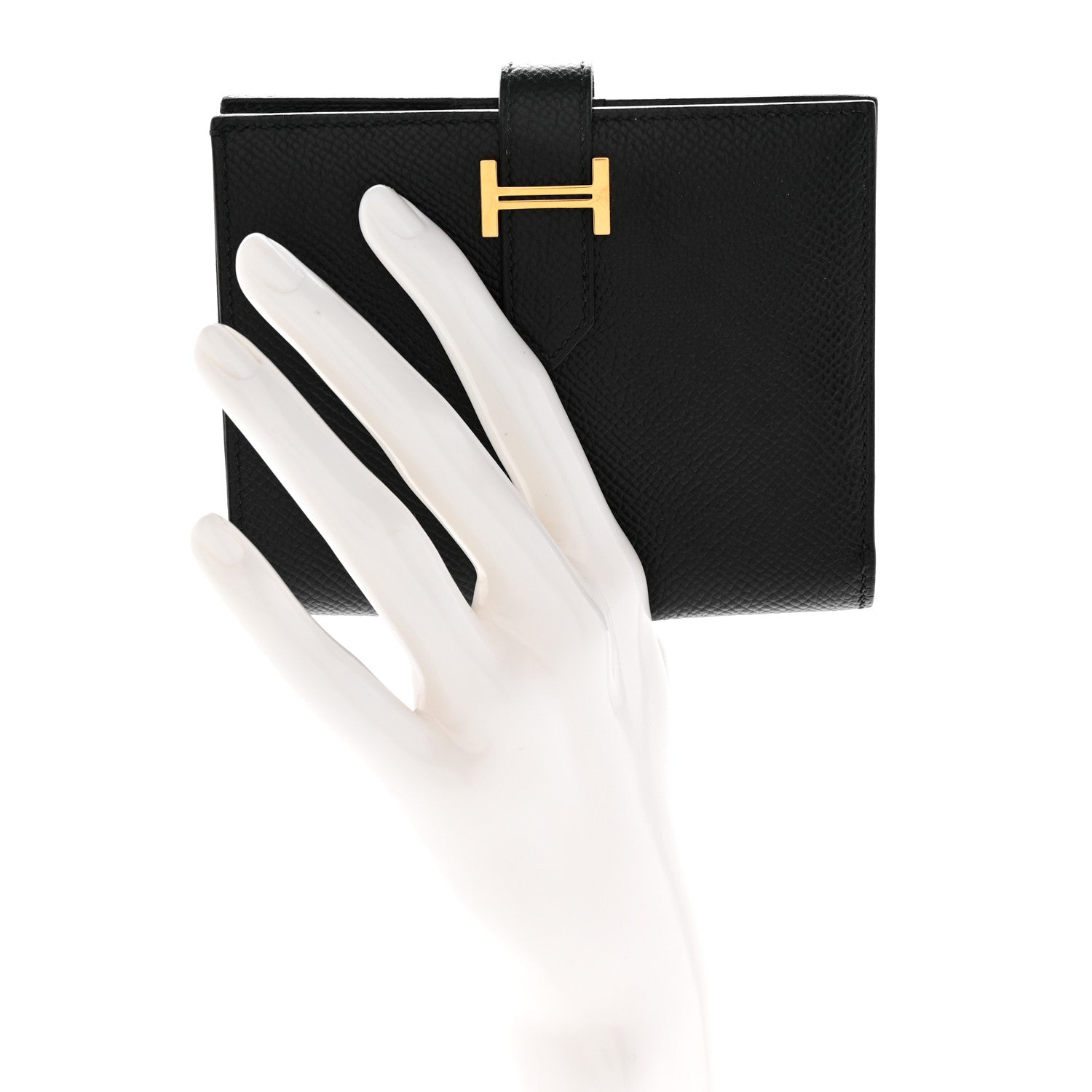 Hermes Epsom Bearn Compact Wallet Black 2 of 15