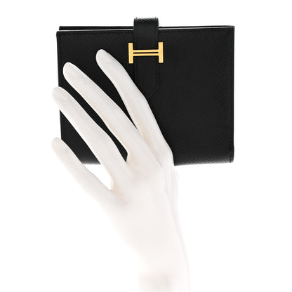 Hermes Epsom Bearn Compact Wallet Black 2 of 15