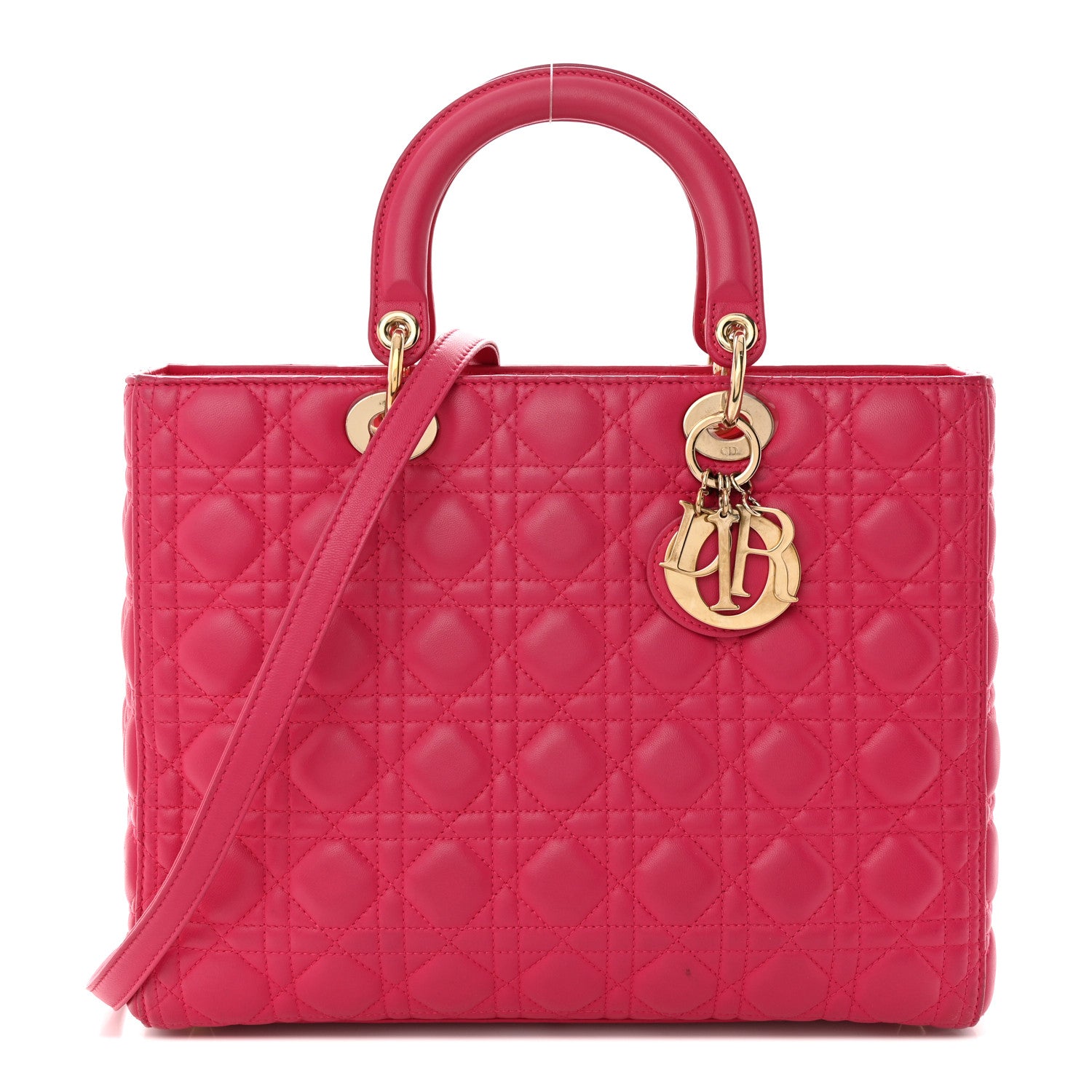 Christian Dior Lambskin Cannage Large Lady Dior Fuchsia 1 of 17