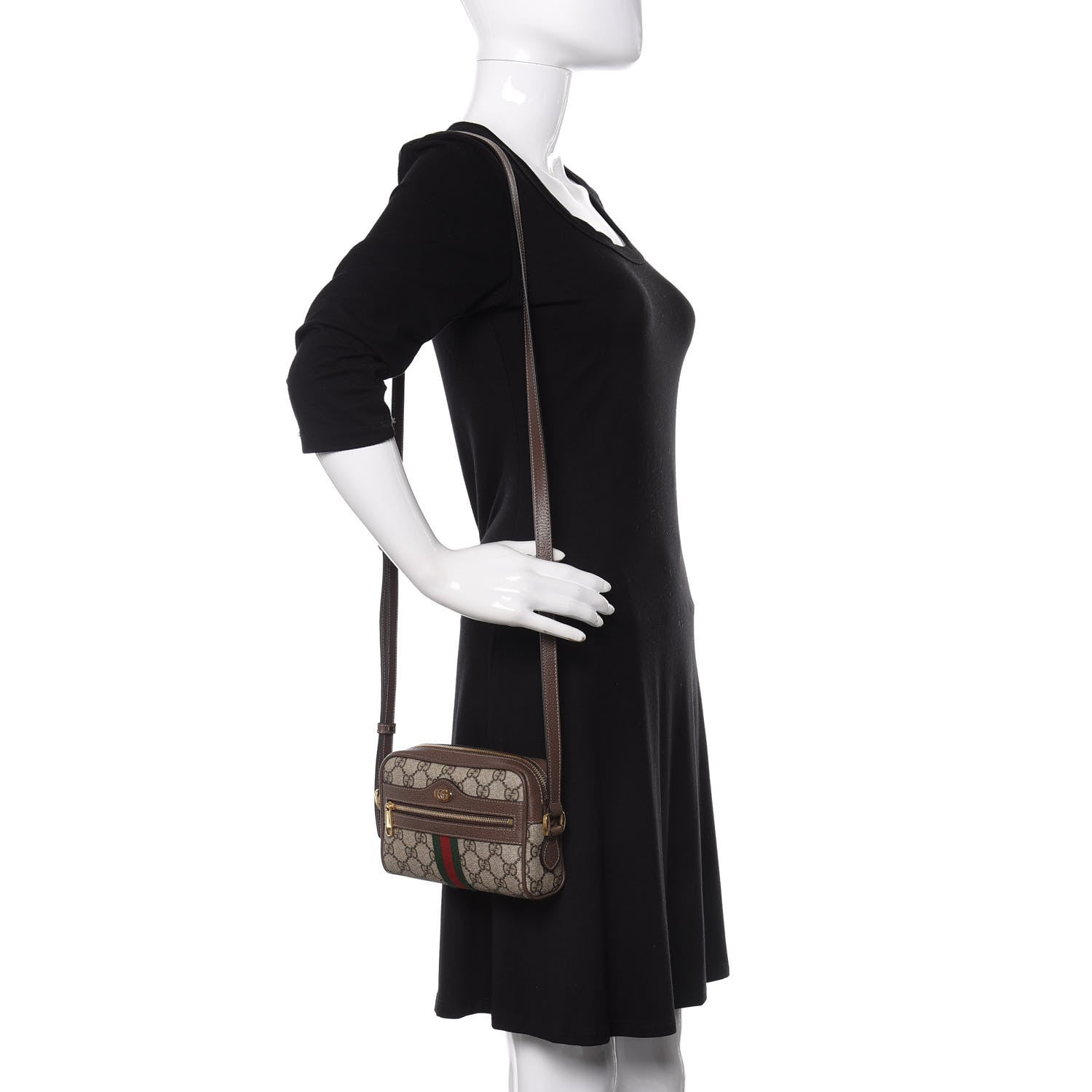 Gucci GG Supreme Monogram Web Mini Ophidia Shoulder Bag Brown 2 of 10