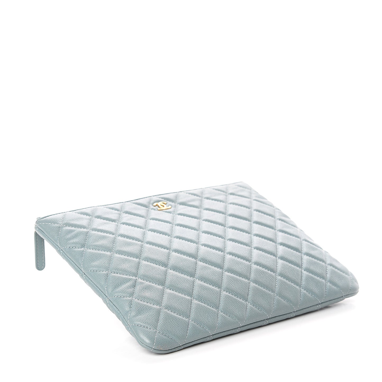 Caviar Quilted Medium Cosmetic Case Light Blue