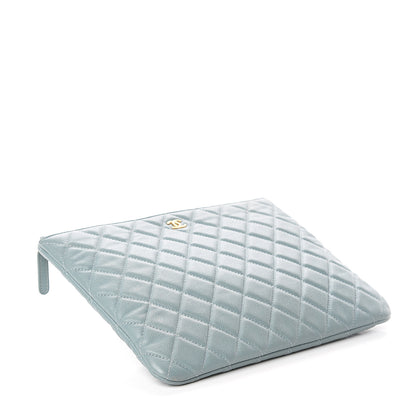 Chanel Caviar Quilted Medium Cosmetic Case Light Blue 3 of 8