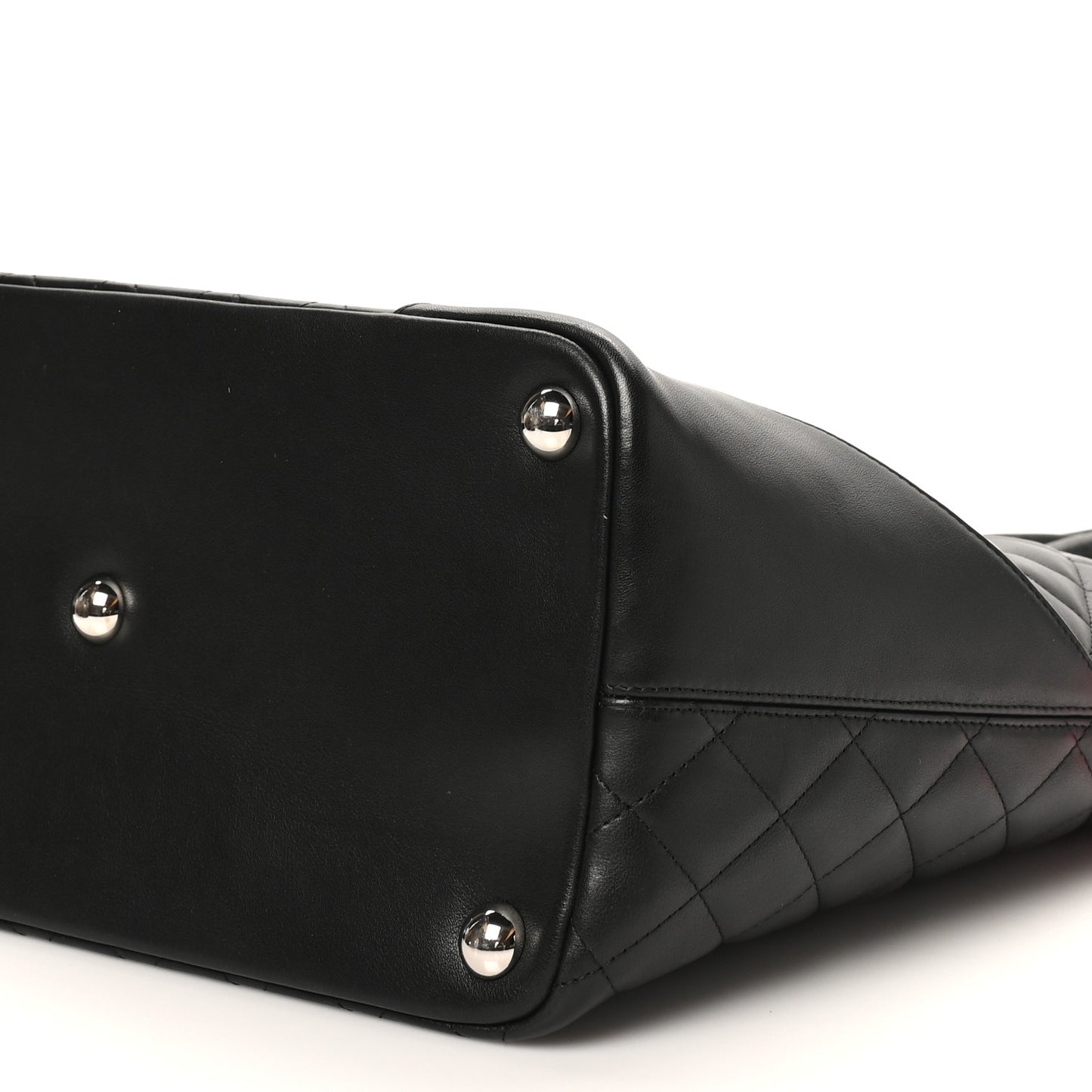 Calfskin Quilted Large Cambon Tote Black White