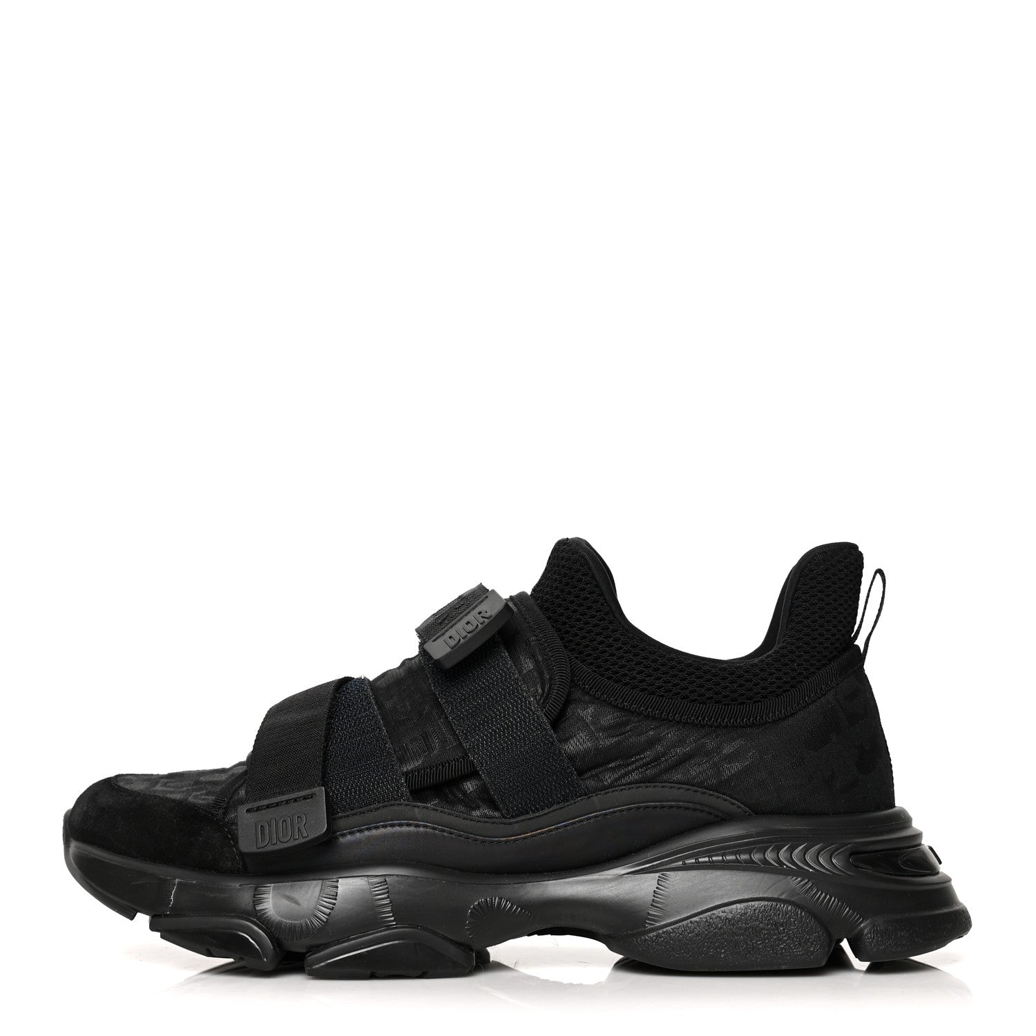 Christian Dior Shiny Oblique Technical Fabric Nylon Womens D-Wander Sneakers 40 Black 1 of 9